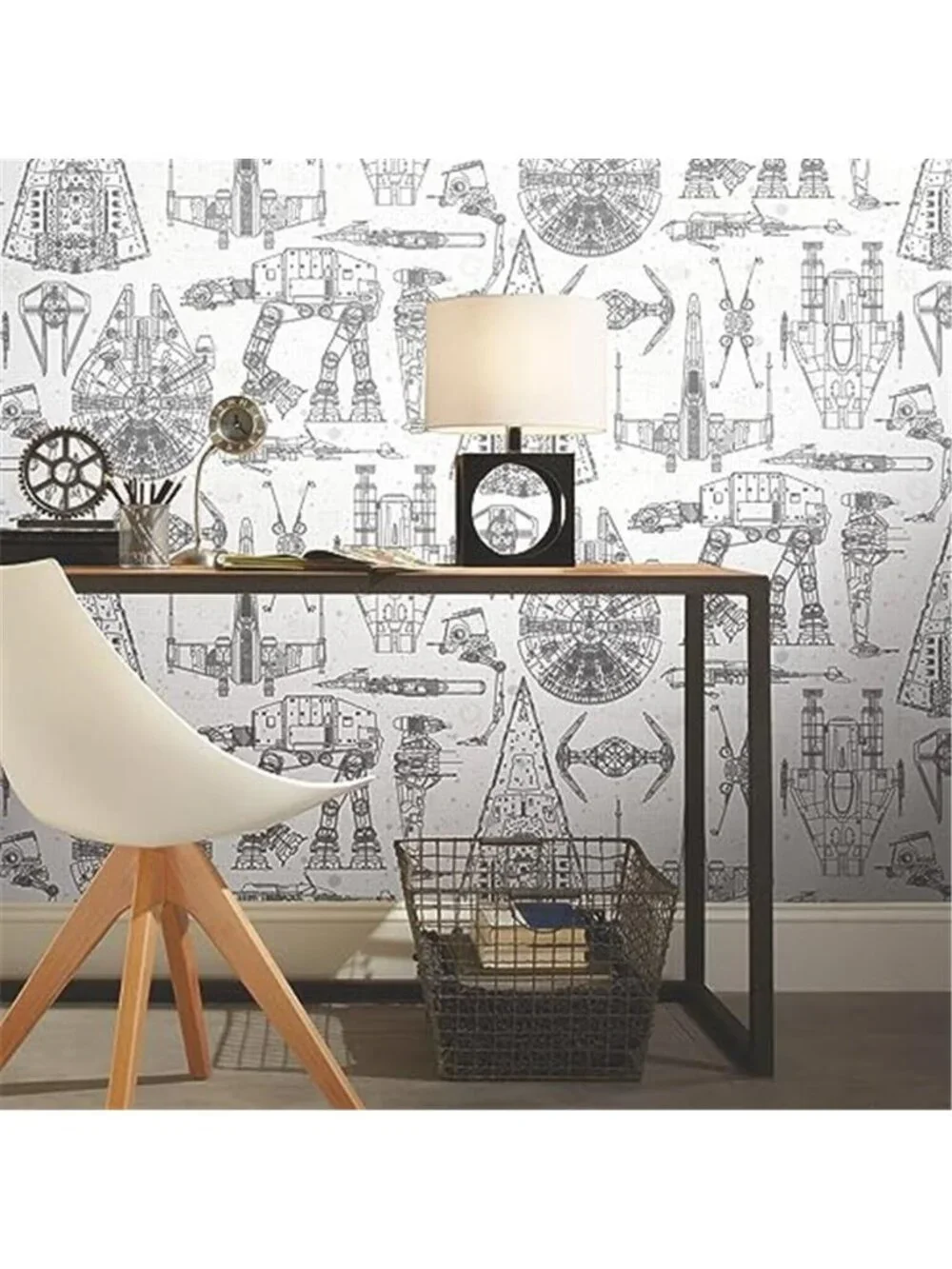 Black White Peel And Stick Wallpaper Removable Vinyl Blueprint Wall Decor